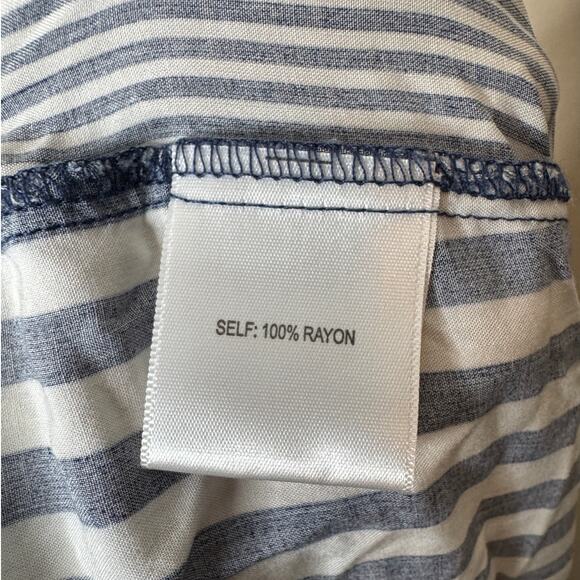 Jane + Delancey Plus 1X Blue White Stripe Button-Up Roll-Tab Sleeve Tunic Shirt - Picture 7 of 8